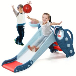 Foldable Indoor Slide For Kids 1/2/3 Years Old Kids Home Climbing Slide Play Set Toddler Slide With Non-Slip Steps Ideal Gift For Boy&Girl Birthday/Christmas Baby Slide For Indoor And Outdoor Backyard
