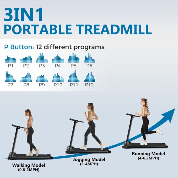 [Portable Treadmill] 3.0HP Foldable Portable Home Treadmill | Load-bearing 300 LBS, Small Home Office Walking Treadmill, Armrest, LED Display, Walking Jog, Plug-in - Image 11
