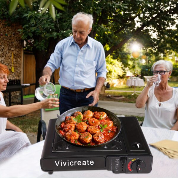 [Portable Stove] Portable Butane Stove | Vivicreate Compact Outdoor Cooking Burner with Powder-Coated Steel Finish, Easy-to-Carry Handle & Adjustable Knobs, Durable Cooking Surface, for Camping, BBQ & Korean Cooking - Image 7