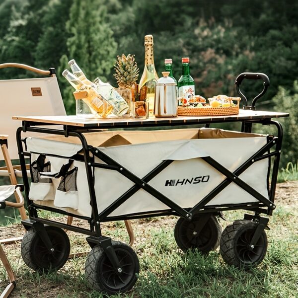 [Robust Build] Heavy-Duty Foldable Black Metal Hand Trolley with All-Terrain Wheels - Versatile for Camping, Travel, Sports, Fishing & BBQs, Easy Storage, No Power Required - Image 4