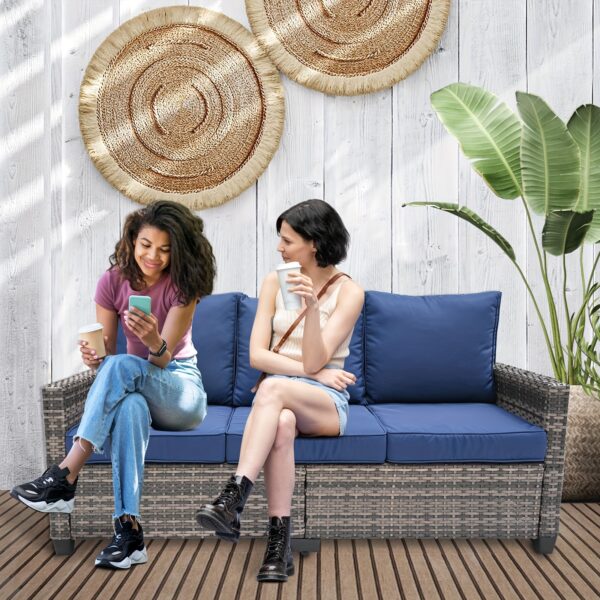 [FOHO Patio] FOHO 1 Set Waterproof Rattan Patio Furniture | Soft Cushions, Light-Resistant Metal And Plastic Frame - No Power Needed, Ideal for Indoor/Outdoor Use - Image 9
