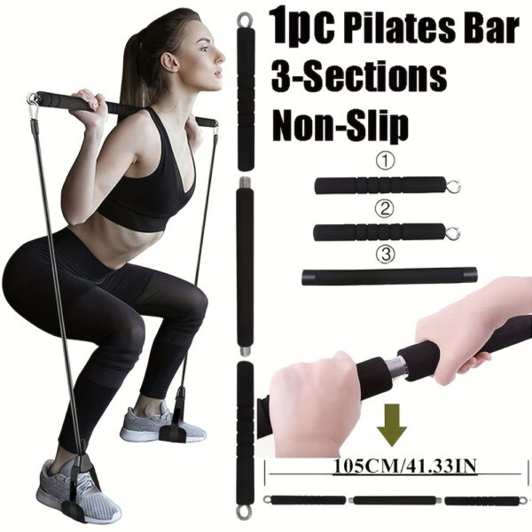 [Heavy Tension Workout Bar] 300lbs Anti-snap Heavy Tension Workout Bar Fitness Resistance Bands Set - Latex Fabric, Black Color, Pilates Yoga Pull Rope Exercise Training Expander Gym Equipment for Home Bodybuilding - Image 2