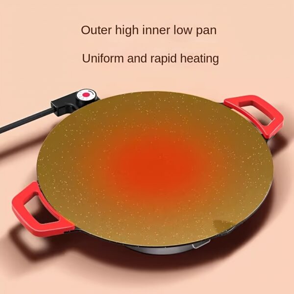 [Large Red Handle Electric Grill] Electric Grill Indoor, Large Red Handle Electric Grill, Fried Meat In The Barbecue Shop Plug-in Ready-to-use Fire Adjustable Non-stick Pan Easy To Clean Electric Grill, Indoor And Outdoor Multi-functional Electric Grill - Image 9