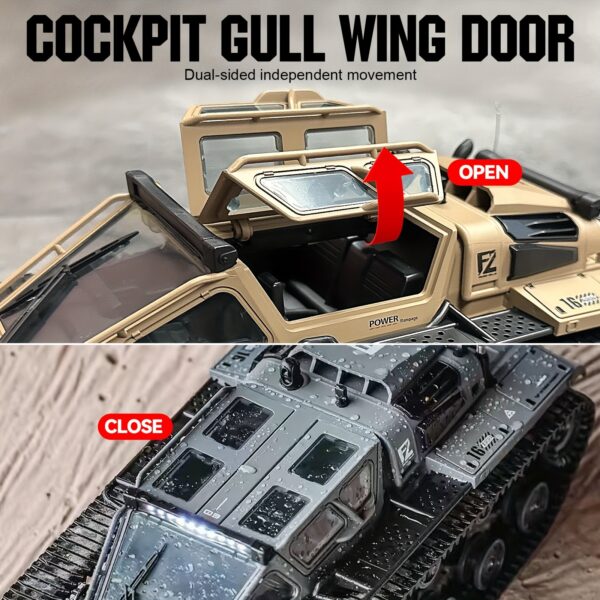 Full-Proportional Remote Control Tank RC Tracked Car Powerful Offroad For All Terrains With Led Lights And Alloy Door Open Model Military War Car Vehicle Gift For Kids With 2 Batteries - Image 10