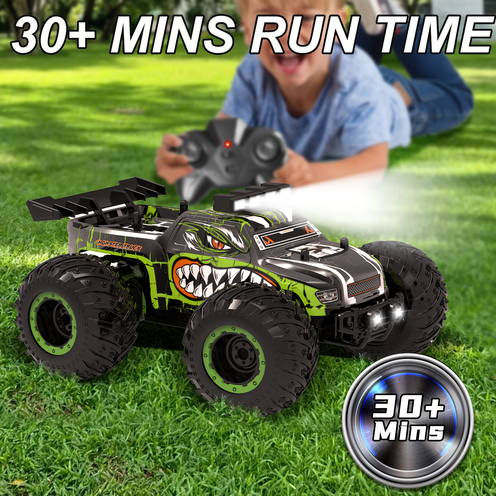 Remote Control Car, Rc Cars For Boys 2.4Ghz Rc Truck Toys With Headlights And Car Body Lights, 20 KM/H Off Road Remote Control Monster Truck, Ideal Gift For Kids, Dual Batteries With Screwdriver - Image 5