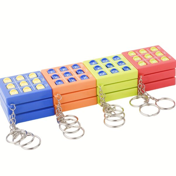 [Mini Tic Tac Toe] 12pcs Mini Tic Tac Toe Games with Keychain - Perfect for Birthday Party Favors and Gift Bag Filler - Uncharged, Blue Red Orange Green, Made of Plastic with Plastic Inlay - Image 2