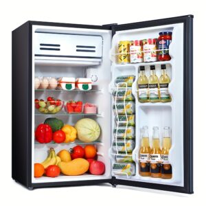 TAOTRONICS Black Car Fridge with 3 Compartments, 110-130V US Plug, 5.55-26.42gal Capacity, Semiconductor Cooling, Compact Square Design for Vehicle & Home Use, Refrigerator for Car, Vehicle Storage, Modern Refrigerator, Durable Construction, Efficient Cooling, Small Fridge, Apartment Dwellers