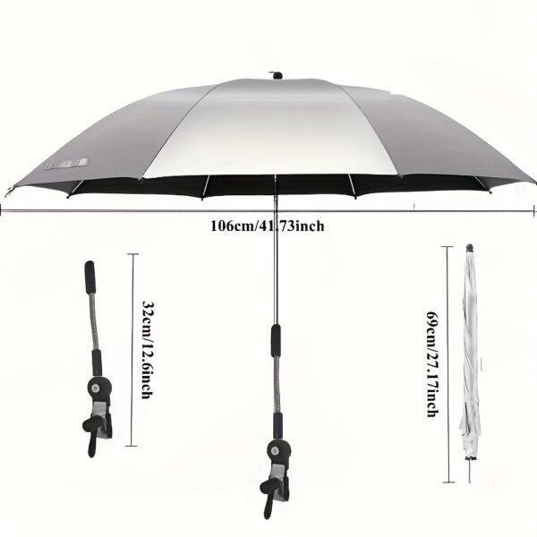 [Portable Sunshade Umbrella] Outdoor portable sunshade umbrella with clip fixation, adjustable angle, suitable for various chairs, UV protection parasol, beach umbrella, golf umbrella, 8-rib design, fiberglass reinforced frame, steel center pole. Ideal for beaches, fishing, camping, picnics, and gardens - Image 7
