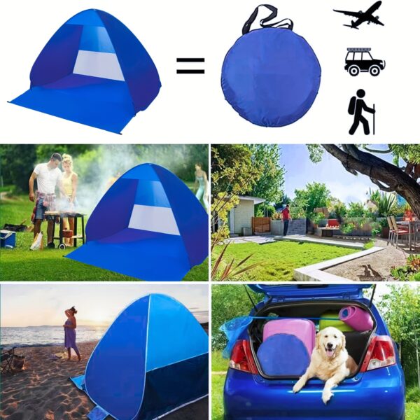 [Large Beach Tent] Large 4-Person Pop-Up Beach Tent | Spacious Interior, Compact Foldable Design & Carry Bag - Lightweight All-Season Family Tent for Camping, Picnics, Travel - Image 6