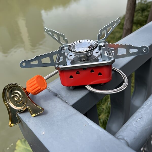 Windproof camping stove camping gas stove, portable foldable stove, used for outdoor backpack hiking and picnicking. Portable foldable camping stove - ideal choice for outdoor exploration, picnicking, and grilling, material, iron - Image 7