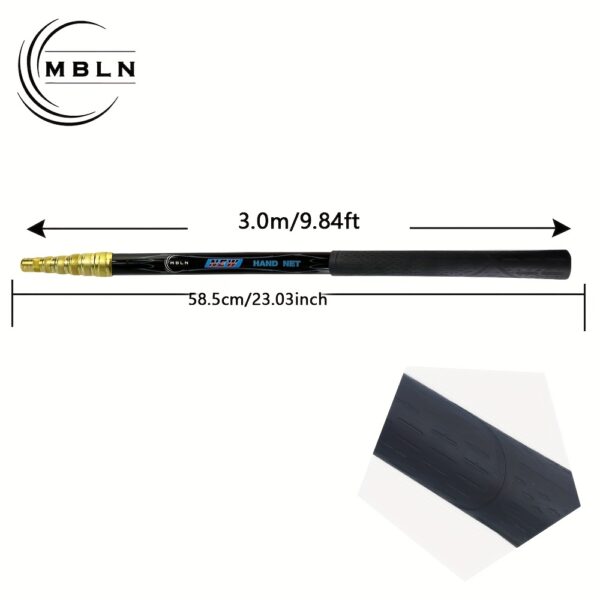 [Retractable Fishing Net] MBLN 3m Extra-Long Retractable Carbon Fiber Fishing Net | Durable Mesh & Comfortable Handle - Black & Yellow Design for Easy Fish Catching - Image 6