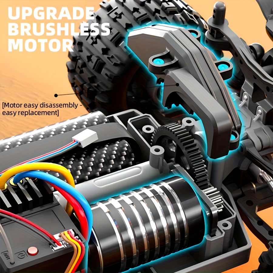 2025 Upgraded Black Four-Wheel Remote-Controlled Racing Car - High-Speed Off-Road Toy Car with Adjustable Headlight Mode & Turn Signal, 80km/h Brushless Motor, USB Rechargeable, Durable Plastic Body, Touch Control, Perfect Holiday/Birthday Gift, Remote Control Car, Outdoor Playtime, Sporty Design, Sturdy Construction - Image 8