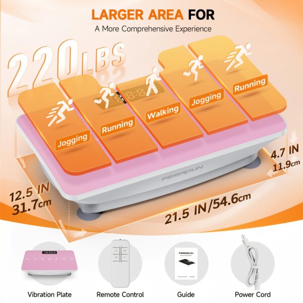 Vibration Plate Exercise Machine, Whole Body Workout Power Vibrate Fitness Platform Vibration Plate for Lymphatic Drainage, Silent Motor Speed Control, Body Shaping for Home Workout-Ideal Fitness Gift - Image 10