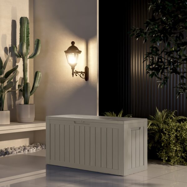 EasyUp All-Weather Outdoor Deck Box - Heavy-Duty Resin Construction, High Quality Flip-Top Lid, Minimalist Design for Patio, Deck & Backyard Storage (32GAL, 40GAL, 50GAL, 60GAL, 90GAL, 120GAL) - Coffee & Black, Deck Box for Outdoor Storage, Patio Organization, Contemporary Style, Durable Construction, Patio Decorators, Box, Cabinet, Rack for Outdoor Storage - Image 6