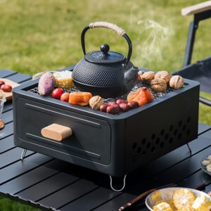 1pc Lacquered Iron Portable Square Charcoal Grill, Smokeless Outdoor Camping BBQ Oven, Suitable for Valentine'S Day, Easter, Women'S Day, Mother'S Day, Independence Day Festivities