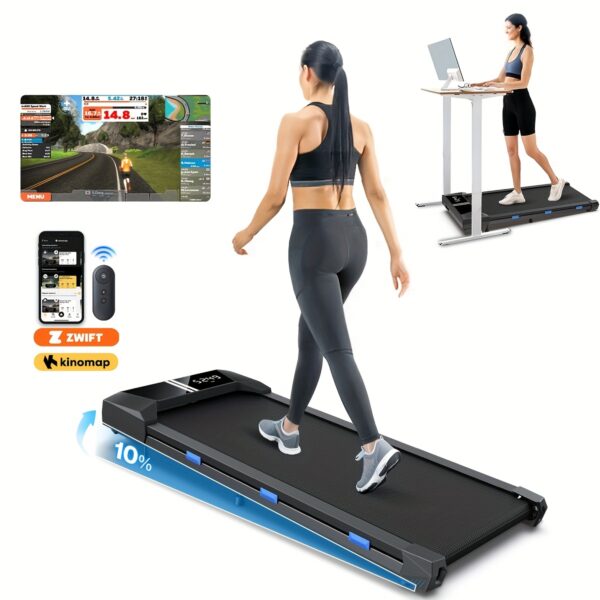 Walking Pad Treadmill With 10% Incline And Handle Bar, 265LBS Capacity, Easy To Install, LED Display, 3 In 1 Under Desk Treadmill With Remote Control, Detachable Handrail, Compatible With KINOMAP App - Image 4