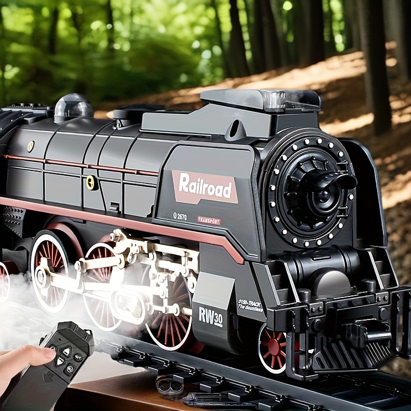 The 9064B-1 steam-powered remote-control Christmas train set comes with a remote control, lights, sound effects, and exquisite tracks. It is suitable for children aged 3 to 8 and above. - Image 5