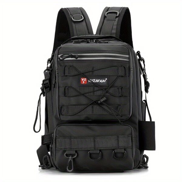 [Premium Fishing Backpack] Lightweight, Premium Moire 1pc Fishing Backpack with Rod Holder | Spacious Storage for Fishing Gear - Ideal for Camping and Hiking Enthusiasts - Image 3