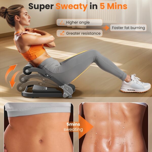 SRIFY Multi-Functional Ab Trainer Machine | Adjustable Resistance Levels for Core Workouts & Strength Training | Compact Design for Home Use | Durable Iron Frame with Comfort Grip Handles | Non-Electric, Ideal for Muscle Toning | Sleek Gray/Black with Red Accents, Gym Accessories, YOSUDA - Image 4