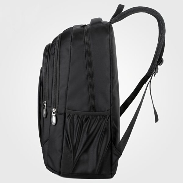 [Lightweight Backpack] Lightweight Canvas Men's Backpack | Large Capacity, Adjustable Straps, Multiple Compartments for School, Travel & Work, Black with White Stitching, Casual Daypack, Travel Backpack, Modern Backpack, Durable Stitching, Secure Zipper Closure - Image 6