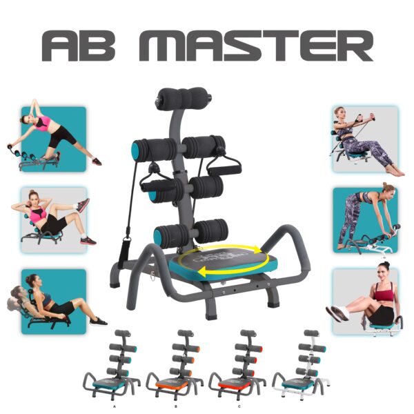 [Adjustable Ab Trainer] Sturdy Iron Adjustable Foldable Ab Workout Equipment - Sit-Up Trainer for Home Gym, Black & Light Blue Design, Perfect Christmas Gift for Core Strength Training - Image 2