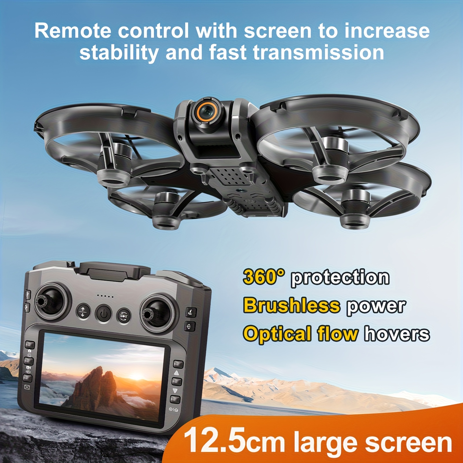 2025 New Large Screen Quadcopter RC Drone, Equipped with HD Dual Cameras, 12.5cm/4.92 Inch Screen, Brushless Motor, Optical Flow Positioning, Six-way Control, One-key Takeoff/landing, Gravity Sensor, 150° Electric Adjustable Camera, 100m Range, Very Suitable for Beginners, Perfect Holiday Gift And Pilot Gift, Versatile Aircraft, Durable Metal Structure. - Image 11