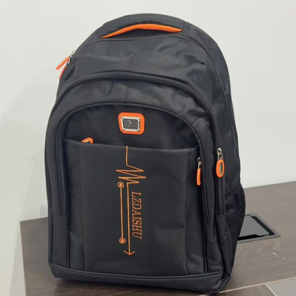 [Lightweight Backpack] Lightweight Canvas Men's Backpack | Large Capacity, Adjustable Straps, Multiple Compartments for School, Travel & Work, Black with White Stitching, Casual Daypack, Travel Backpack, Modern Backpack, Durable Stitching, Secure Zipper Closure - Image 10