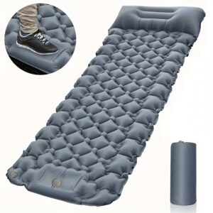 1-Person TPU Moisture-Wicking Camping Air Mattress with Integrated Pump, Ultra-Lightweight Inflatable Travel Mat with Headrest, Ideal for Hiking and Outdoor Adventures - Rectangular Sleeping Pad, Outdoor Sleeping Gear | Rectangular Sleeping Pad | Lightweight Sleeping Pad