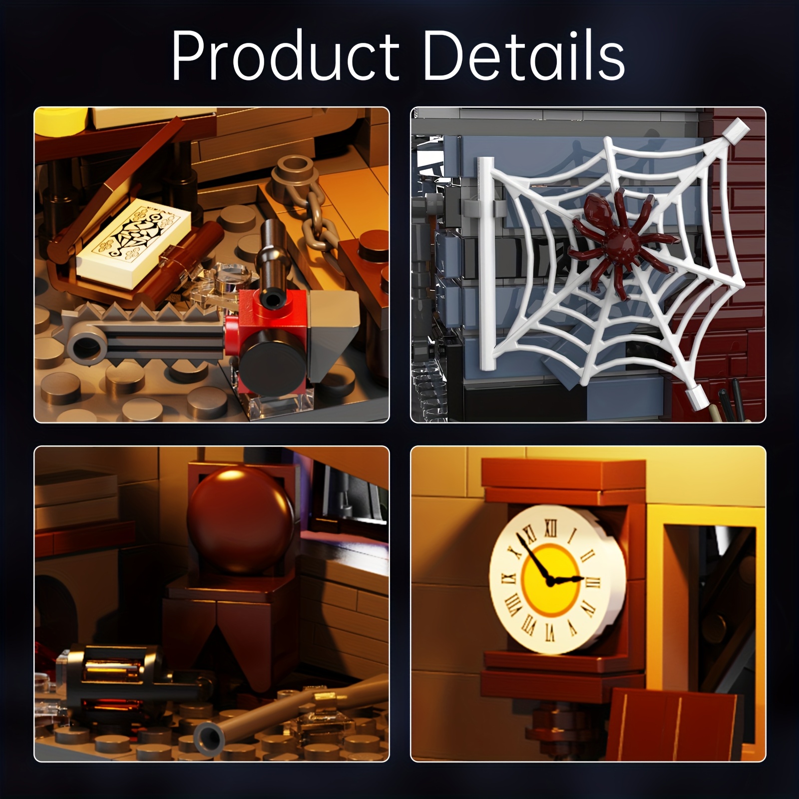 Halloween Popular Horror Movie House Vehicle Combo Block Set Home Decorations Handmade Building Kits ABS Durable Material Compatible With Brands Fan Adult Birthday, Holiday Best Gift 2 In 1 639pcs - Image 4