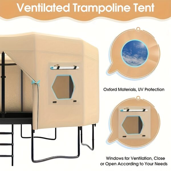 [Durable Trampoline Tent] Durable Nylon 1pc Trampoline Tent | 6 Ventilation Windows, UV Protection - Easy Assembly, Brown - Ideal for Halloween, Christmas, Thanksgiving, New Year, & Spring Festival - Image 5