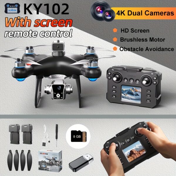 Dual HD Camera FPV Drone with Remote Screen & Brushless Motor - 360° Obstacle Avoidance, Auto Return Home, Follow Mode - Cinematic Aerial Shots for Beginners/Adults - Adventure-Ready RC Quadcopter - Image 4