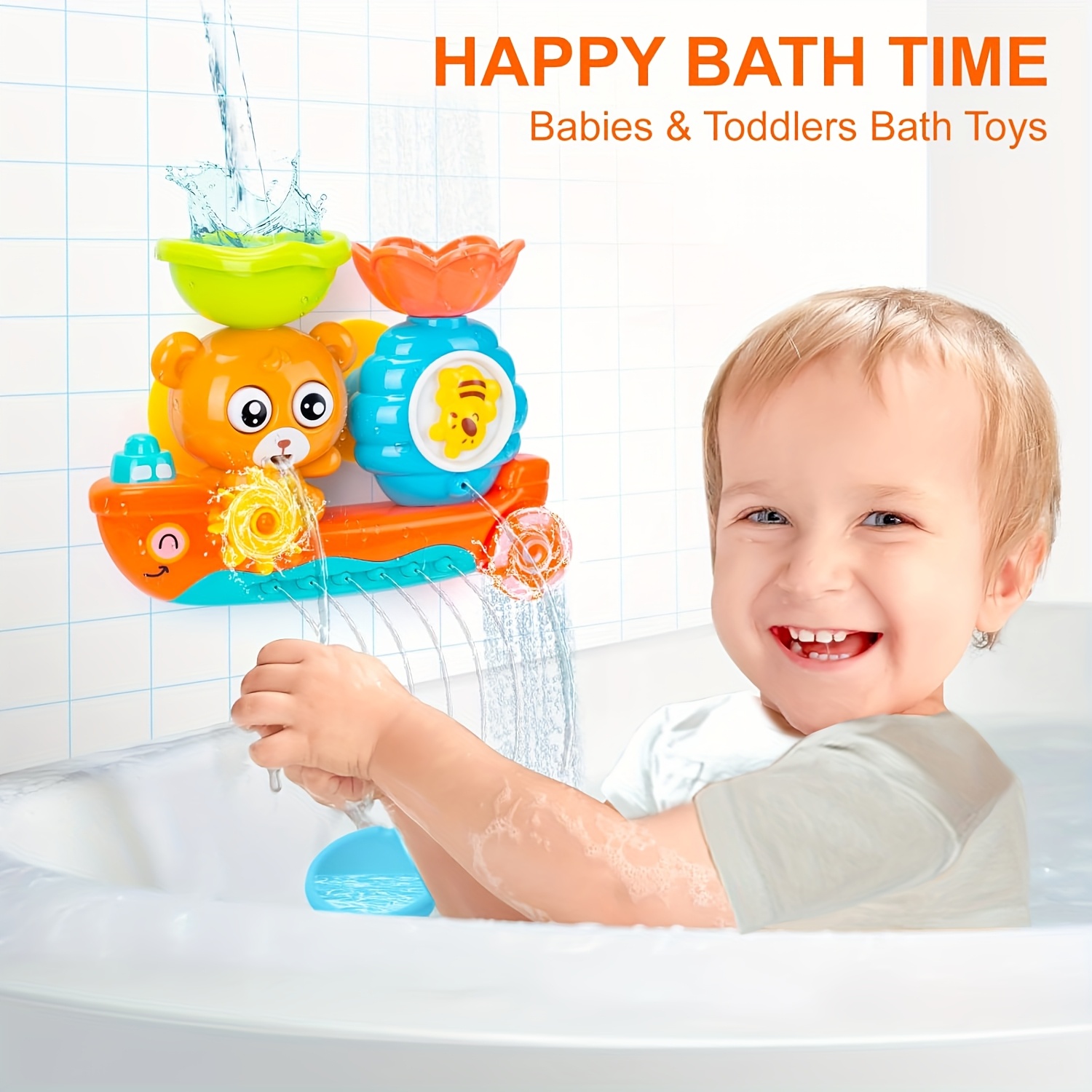 Baby Bath Toy with Two Strong Suction Cups, Kids Bathtub Water Play Bear Boat Toy for Boys and Girls, Ideal Gift for Infants and Toddlers Learning to Shower - Image 3