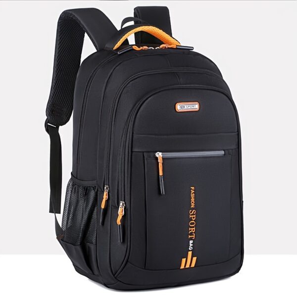 [Black Nylon Travel Backpack] Durable Large Capacity Black Nylon Backpack - Adjustable Straps, Multiple Compartments, and Tassel Detail for College, High School, Travel, and Everyday Use - Image 7