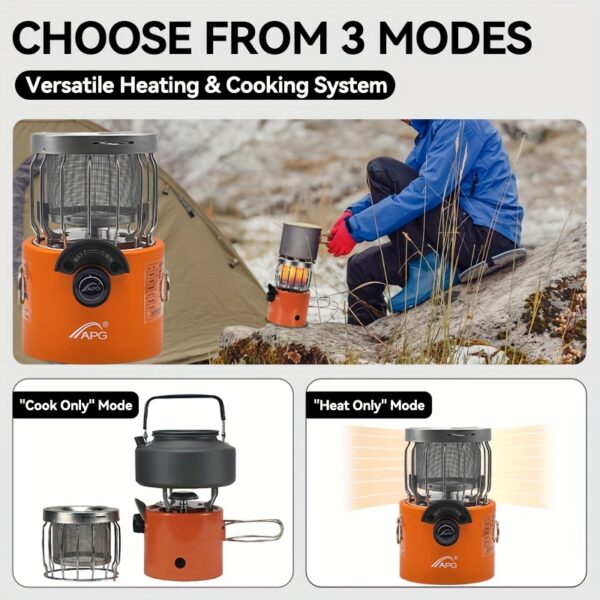 [1pc Portable Propane Heater] 1pc Portable 9000 BTU Propane Heater & Stove Combo | Stainless Steel with Powder Coated Finish, Foldable Legs | For Camping, Hiking, Picnics & Winter Heating, Indoor/Outdoor Use, No Electricity Needed, Compact Design, Durable Construction - Image 12