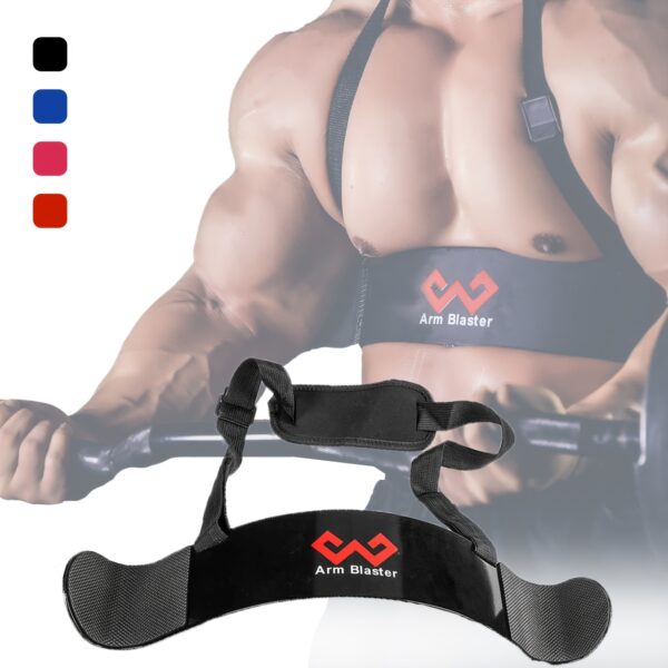 [MANUEKLEAR Arm Blaster] MANUEKLEAR Adjustable Thick Iron Arm Blaster Bicep Curl Bar | Black with Red Logo, Barbell Curl Assist for Strength Training, Sleek Design, Durable Construction