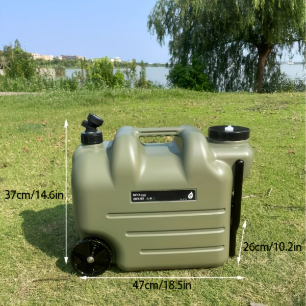 [Portable Water Bucket] 7.4 Gal Portable Water Bucket with Wheels & Pull Rods | Large Capacity PE Square Container, Olive Green with Black Wheels for Camping, Hiking, and Picnics | Outdoor Water Transport, Transportable Water Storage, Durable PE Material - Image 2