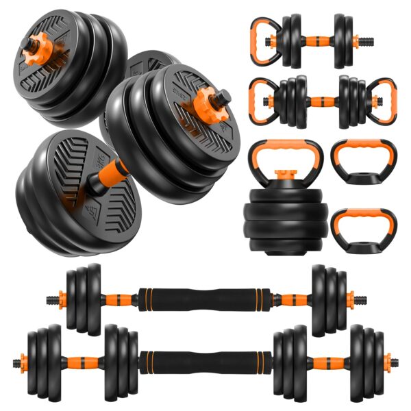 Versatile 70Lb Adjustable Dumbbell Set - 4-in-1 Design: Dumbbells, Barbells, Kettlebells And Push-up Stand - Perfect for Home Gym with Connectors - Image 8