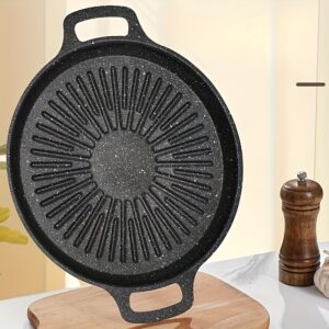 Versatile Korean Cast Iron Grill Pan - Smokeless Non-Stick Portable Grill for Home, Outdoor Camping & BBQ - Sun Pattern Design, Multiple Sizes Available, Durable & Easy to Clean, Korean BBQ Grill