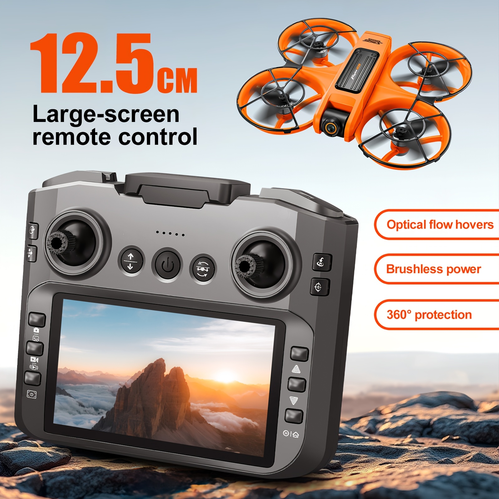 2025 New Large Screen Quadcopter RC Drone, Equipped with HD Dual Cameras, 12.5cm/4.92 Inch Screen, Brushless Motor, Optical Flow Positioning, Six-way Control, One-key Takeoff/landing, Gravity Sensor, 150° Electric Adjustable Camera, 100m Range, Very Suitable for Beginners, Perfect Holiday Gift And Pilot Gift, Versatile Aircraft, Durable Metal Structure. - Image 7