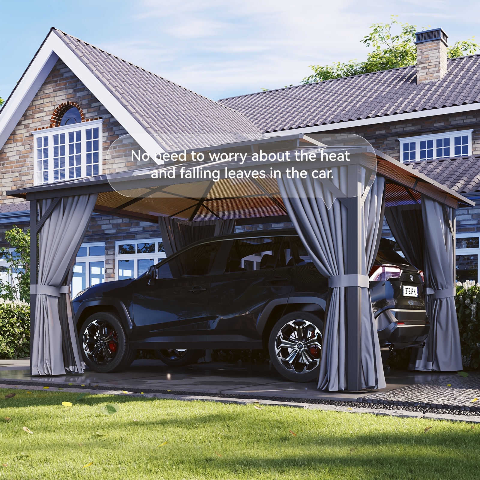 14'x12' Hardtop Gazebo for Patio, Outdoor Aluminum Gazebo with Double Roof, Curtains & Netting, Weather-Resistant Permanent Pavilion, Backyard Patio Furniture for Garden, Lawn, Deck (Gray) - Image 2