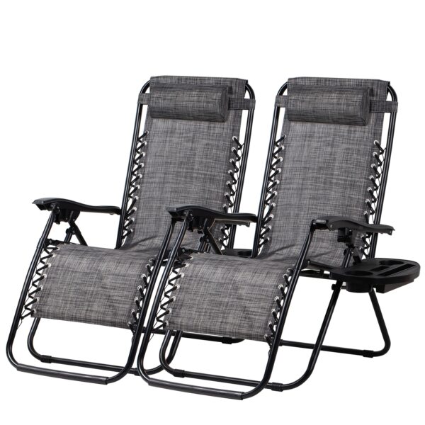 Zero Gravity Adjustable Relaxing Set Of 2 Chairs, With Cup Holder - Recliners For Patio, Lawn, Garden, And Beach - Image 20
