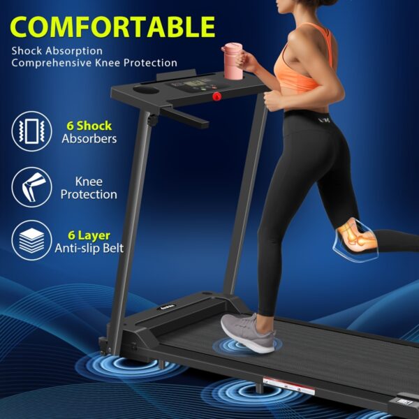 Treadmill, Walking Mat, Small Home Silent Treadmill, Portable Walking Machine, LED Display, Compact Foldable Treadmill, Weight 300+ Lb, With Armrest, 3.0HP, Without Battery - Image 7