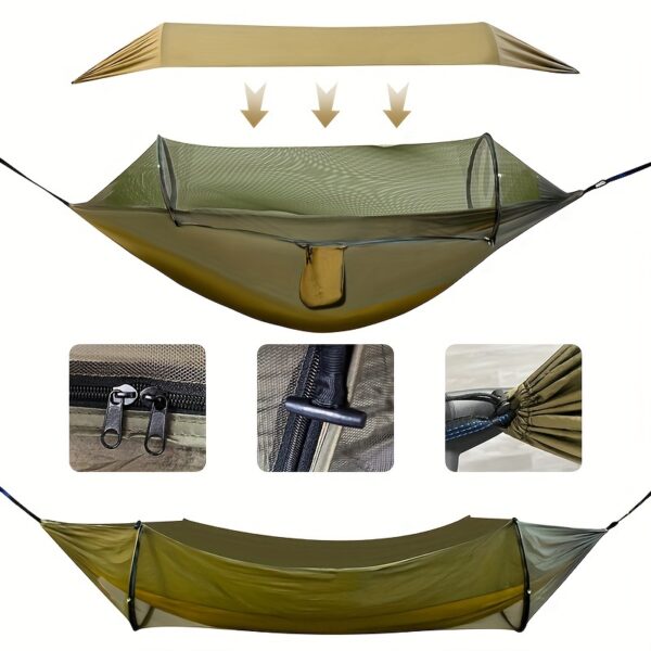 [Nylon Hammock] Portable Double-Nylon Hammock Tent | with Mosquito Net & Sun Shade, Woven Outdoor Sleeping Gear, Hand Washable | for 1 or 2 Person Capacity, Backpacking, Travel, Garden, Park - Image 7