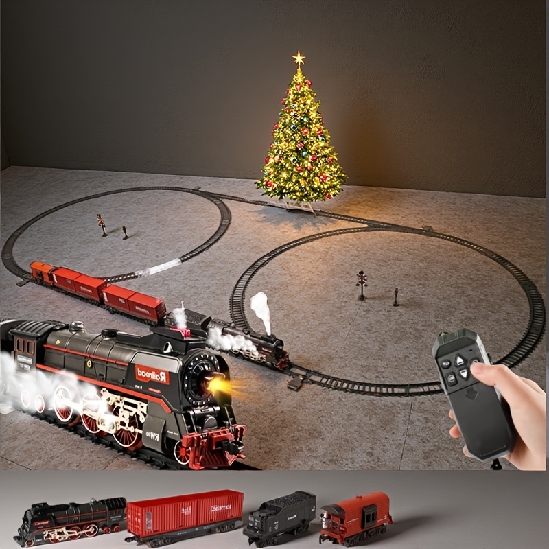 Electric Train Set for Kids Ages 3+ Real Smoke LED Lights Train Sounds Interactive Bridge Track Long-Lasting Battery Parent-Child Play Collectible Toys Christmas Birthday Gifts for Boys Girls - Image 3