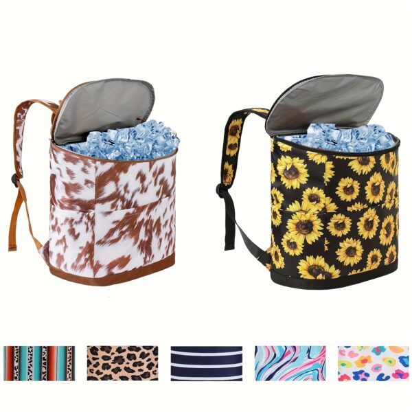[Insulated Cooler Backpack] DANCURKEY Insulated Cooler Backpack | Large Capacity, Lightweight Nylon Thermal Bag for Outdoor Camping, Picnic, Fishing, and Beach Trips, Mixed Patterns, Non-Food Contact, Women's