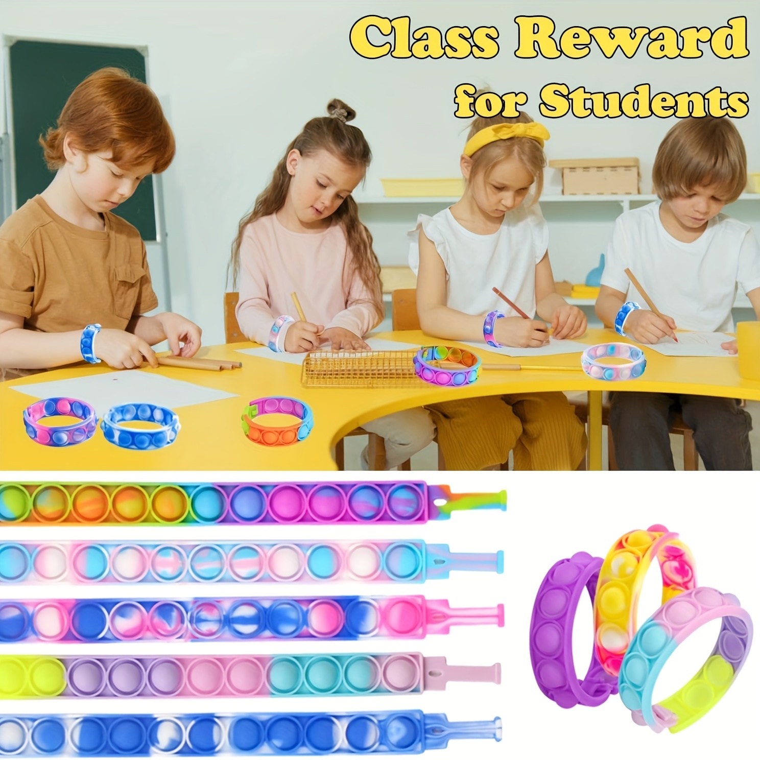 MEZHOBBY 30pcs/100pcs Pop Bracelet Party Favors Fidget Bracelet It Birthday Party Favors For Kids Goodie Bags Stuffers Classroom Prizes Brand - Image 9