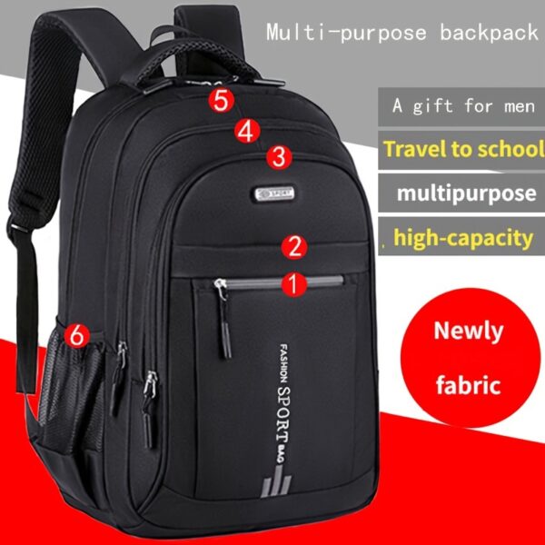 [Black Nylon Travel Backpack] Durable Large Capacity Black Nylon Backpack - Adjustable Straps, Multiple Compartments, and Tassel Detail for College, High School, Travel, and Everyday Use