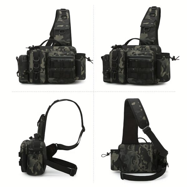 [Camouflage Fishing Backpack] Camouflage Multi-Functional Fishing Backpack | Nylon Fishing Tackle Box Bag with Adjustable Strap, Suitable for Fishing, Hiking, Camping - Single Shoulder Crossbody Tactical Bags with Lace-Up Detail - Image 13