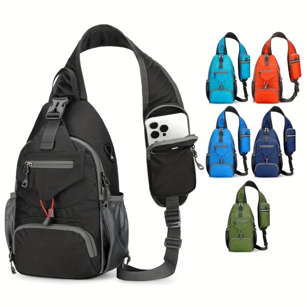 [Multi-Functional Crossbody Bag] Multi-Functional OGEHUAFEE Women's Lightweight Crossbody Bag | Adjustable Chest Pack with Multiple Compartments, Durable Nylon for Outdoor Travel, Hiking & Daily Use, Sporty Design Black/Blue/Army Green, Fashionable Accessory, Bungee Cord Attachment