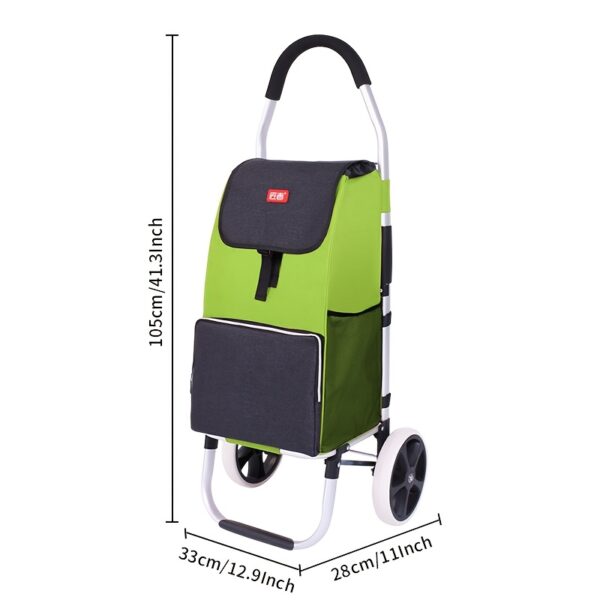 [Foldable | Aluminum Alloy] 1pc Foldable Shopping Cart | Large Wheels, Aluminum Alloy Frame, Quiet Trolley, Portable Grocery Cart | Above 10L Capacity, Elderly Aid, 50kg Load-Bearing Capacity - Image 3